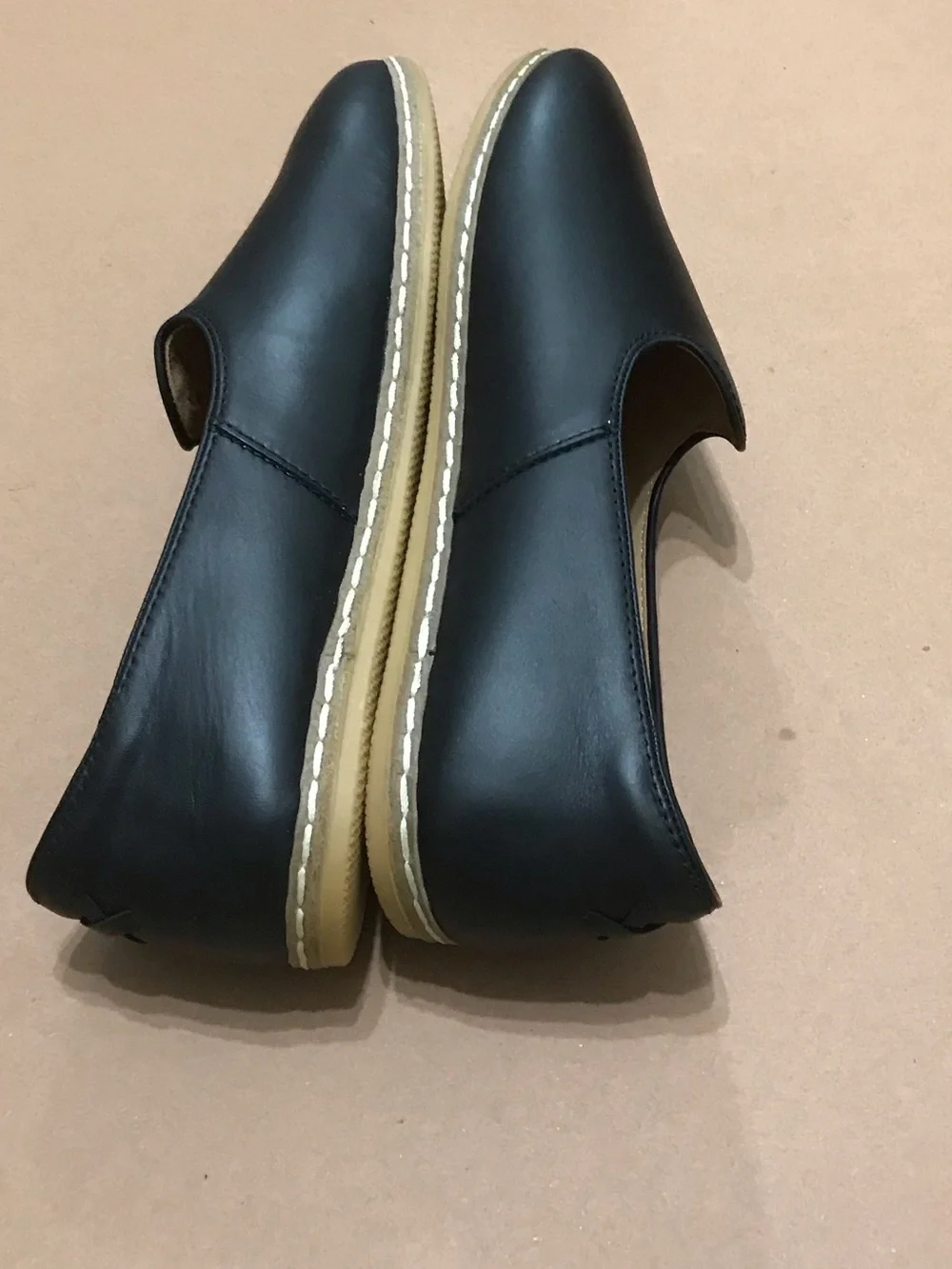 CHARIX Black Leather Slip-On Loafers with Tan Insole Size 46 US 12